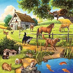 Forest, Zoo, & Domestic Animals - Three 49 Piece Puzzles