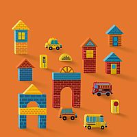 Wood Building Blocks - Busy City