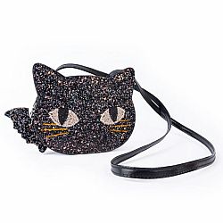Cat's Meow Black Chunky Glitter Kitty Purse