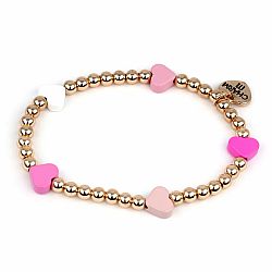 Charm It Gold Pink Heart Stretch Bracelet