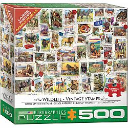 500 pc - Large Puzzle Pieces - Wildlife - Vintage Stamps