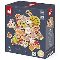 24 Wooden Farm Animal Magnets