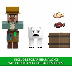 Minecraft Figures - Fisherman and Polar Bear