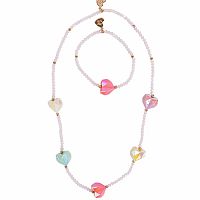 Heart Geode Necklace and Bracelet  Set