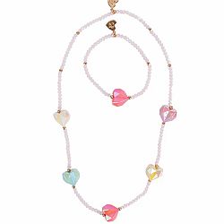Heart Geode Necklace and Bracelet  Set