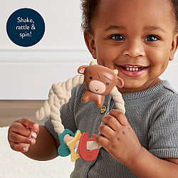 Highland Cow Ritzy Rattle with Teething Rings