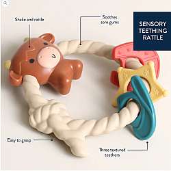 Highland Cow Ritzy Rattle with Teething Rings