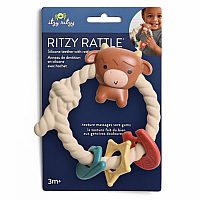 Highland Cow Ritzy Rattle with Teething Rings