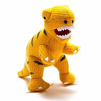Knitted Yellow T-Rex Rattle