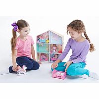 Mini Doll House w/ 3 Dolls and Accessories