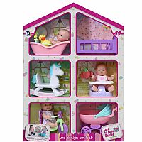 Mini Doll House w/ 3 Dolls and Accessories