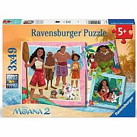 Moana 2: Off to New Adventures - Three 49 Piece Puzzles