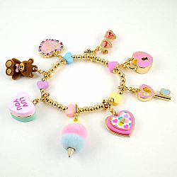 Charm It! Gold Pastel Hearts Stretch Bracelet