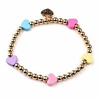 Charm It! Gold Pastel Hearts Stretch Bracelet