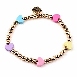 Charm It! Gold Pastel Hearts Stretch Bracelet