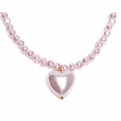 Pink Pearl Heart Necklace