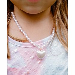 Pink Pearl Heart Necklace