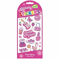 Glitter Pink Party Stickers