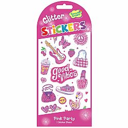 Glitter Pink Party Stickers