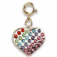 Gold Rainbow Sparkle Heart Charm