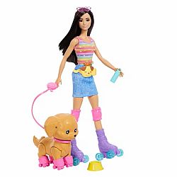 Barbie Skate and Run Brunette w/ Puppy
