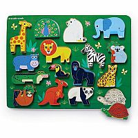 Wooden Puzzle Playset Zoo 16pc